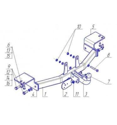 Фаркоп для Toyota LC (J 120) Prado 2002-2009 съемный крюк на двух болтах 1200кг Автос